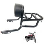 Dhe Best Bike Heavy Duty Bullet Backrest Support Pillion Cushion Harley Style Metal Bar Back Rest Black Compatible with RE Classic 350