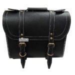 Dhe Best I1 Bike Saddle Bag Waterproof Rectangle Side SaddleBag with Golden Buckle Black for RE Standard Bullet 500 EFI