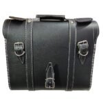 Dhe Best I1 Bike Saddle Bag Waterproof Rectangle Side SaddleBag with Golden Buckle Black for RE Standard Bullet 500 EFI