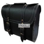 Dhe Best I1 Bike Saddle Bag Waterproof Rectangle Side SaddleBag with Golden Buckle Black for RE Standard Bullet 500 EFI