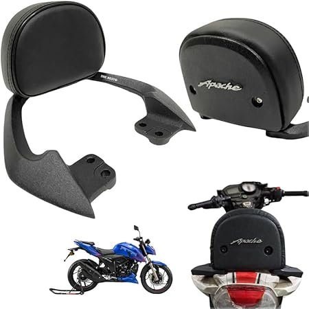 Dhe Best Bike Accessories Black Cushion with Name Backrest/Back Rest Suitable for TVS Apache RTR 200 4V