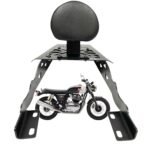 Dhe Best Bike Backrest/Back Rest with Carrier Top Rack Black Pad Cushion Suitable for RE Interceptor 650