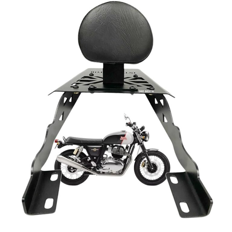 Dhe Best Bike Backrest/Back Rest with Carrier Top Rack Black Pad Cushion Suitable for RE Interceptor 650