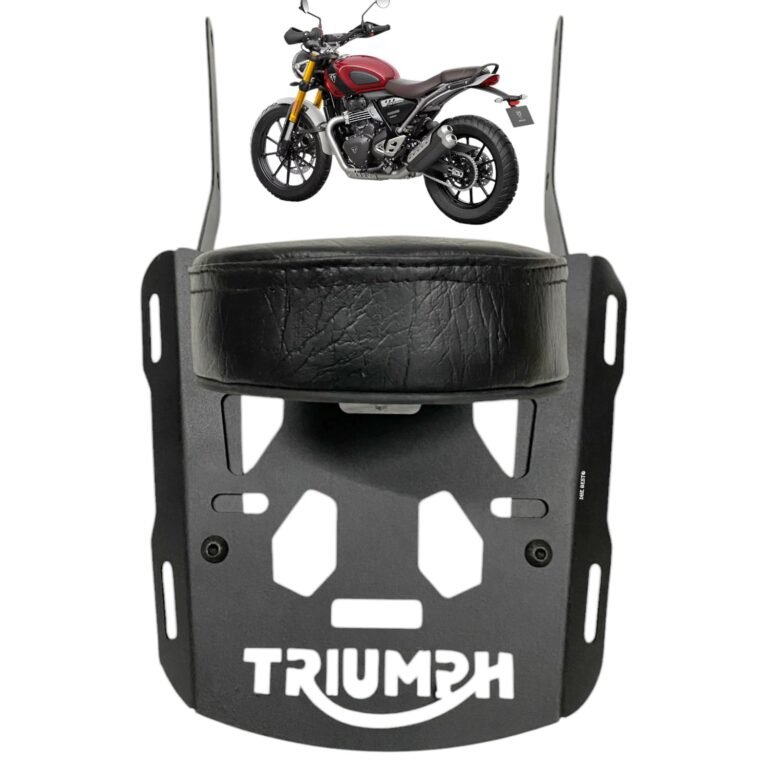 Dhe Best Bike Backrest/Back Rest with Carrier Top Rack Black Pad Cushion Suitable for Triumph 400