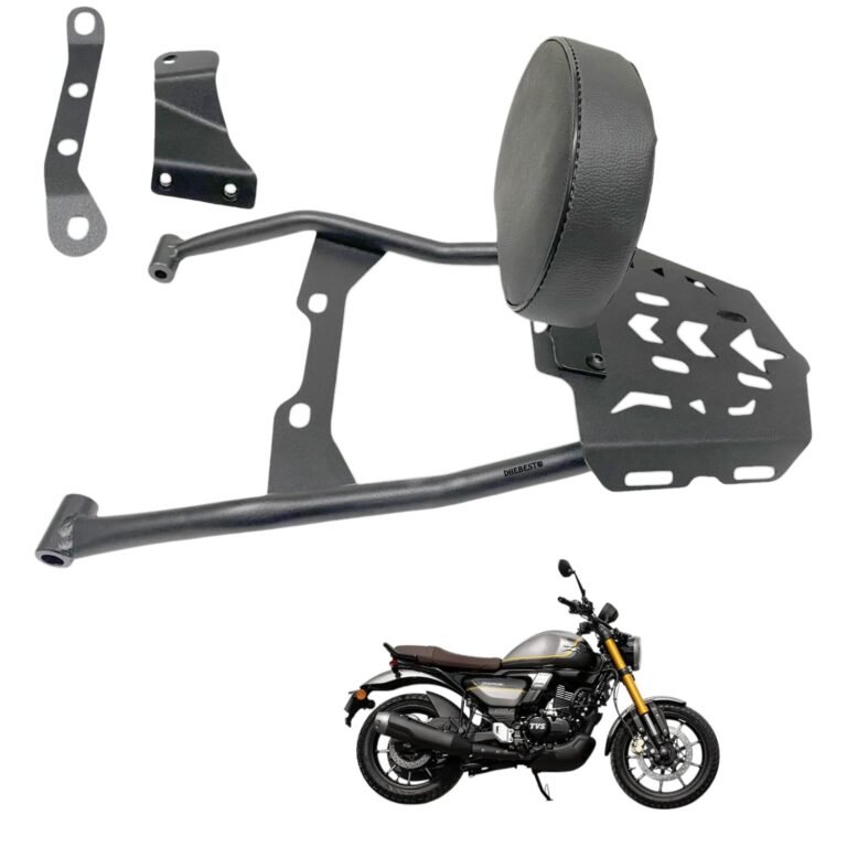 Dhe Best Bike Backrest/Back Rest with Luggage Carrier Top Rack Black Cushion 2022 to 2024 Suitable for TVS Ronin