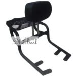Dhe Best Bike BJ2 Heavy Metal Harley Style Adjustable Cushion Backrest with Carrier, Pillion Backrest Cushion Support Compatible for Jawa