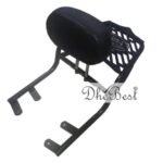 Dhe Best Bike BJ2 Heavy Metal Harley Style Adjustable Cushion Backrest with Carrier, Pillion Backrest Cushion Support Compatible for Jawa