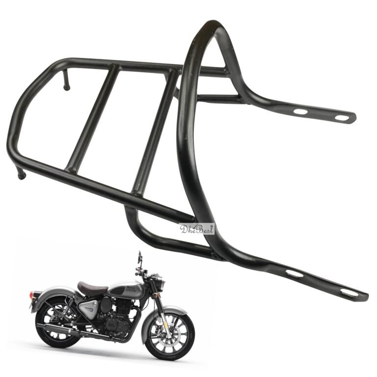 Dhe Best Bike Black Luggage Carrier Rectangle Back Carrier with Seat Ring Black Compatible with RE Reborn Classic 350