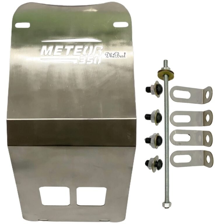 Dhe Best Bike Engineplate Engine Sump Guard/Sumpguard Engine Protection Plate Chrome Compatible with RE Meteor