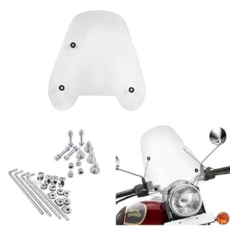 Dhe Best Bike Fiber Glass Front Windshield/Wind Shield Visor White for RE Thunderbird 350 Model 2