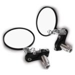 Dhe Best Bike Handle Bar Rear View Mirror Side Round Fancy Mirror Black Set of 2 for RE Classic 350
