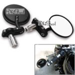 Dhe Best Bike Handle Bar Rear View Mirror Side Round Fancy Mirror Black Set of 2 for RE Classic 350