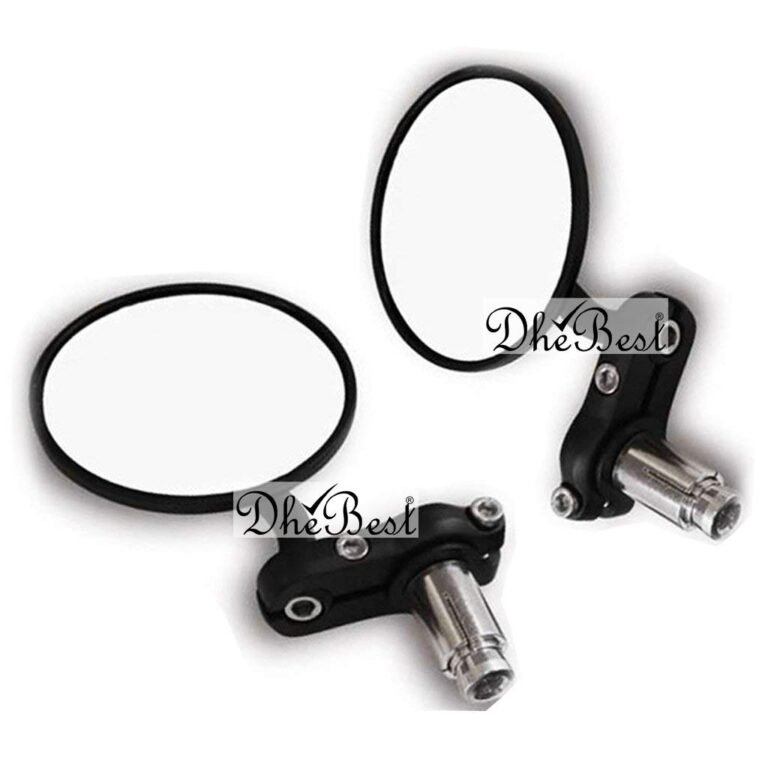 Dhe Best Bike Handle Bar Rear View Mirror Side Round Fancy Mirror Black Set of 2 for RE Classic 350