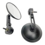 Dhe Best Bike Handle Bar Rear View Round Mirror Side Fancy Mirror Black Suitable for Jawa Yezdi Roadster