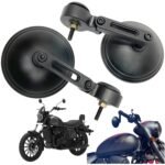 Dhe Best Bike Handle Bar Rear View Round Mirror Side Fancy Mirror Black Suitable for Jawa Yezdi Roadster