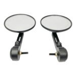 Dhe Best Bike Handle Bar Rear View Round Mirror Side Fancy Mirror Black Suitable for Jawa Yezdi Roadster