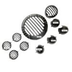 Dhe Best Bike Head Light Grill/Jali + Indicator Cap and Headlight Indicator Grill Metal Black Set of 10 Compatible with RE Hunter 350.