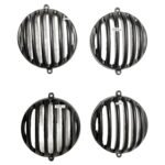 Dhe Best Bike Head Light Grill/Jali + Indicator Cap and Headlight Indicator Grill Metal Black Set of 10 Compatible with RE Hunter 350.