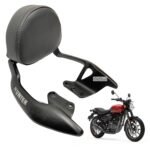 Dhe Best Bike Heavy Duty Backrest Support Pillion Cushion Harley Style Aluminum Bar with Name Back Rest Black Compatible with RE Hunter 350.