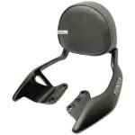 Dhe Best Bike Heavy Duty Backrest Support Pillion Cushion Harley Style Aluminum Bar with Name Back Rest Black Compatible with RE Hunter 350.