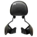 Dhe Best Bike Heavy Duty Backrest Support Pillion Cushion Harley Style Metal Bar with Name Back Rest Big Size Black Compatible with RE Hunter 350.