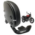 Dhe Best Bike Heavy Duty Backrest Support Pillion Cushion Harley Style Metal Bar with Name Back Rest Big Size Black Compatible with RE Hunter 350.