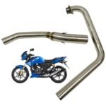 Dhe Best Bike Modified Stainless Steel Exhaust Pipe Muffler Mid Bend Pipe Suitable for TVS Apache RTR 180