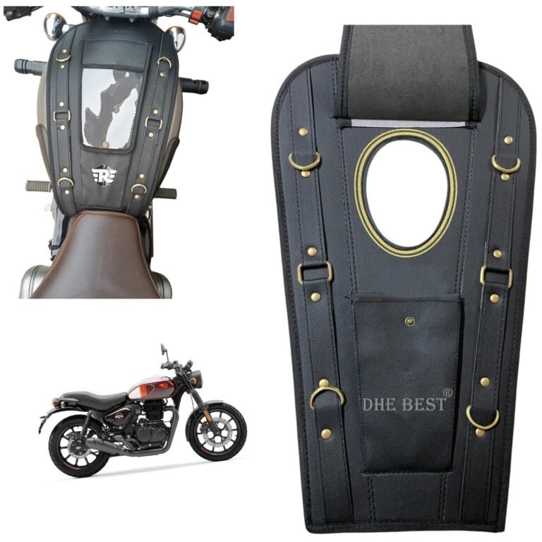 Dhe Best Bike Petrol Tank Cover Tank Bag Leatherette Scratch Proof Tank Cover Black Suitable for RE Hunter 350