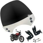 Dhe Best Bike Plastic Windscreen Visor Front Windshield Deflectors (New Version) Small Visor Black with Chrome Plate Compatible with RE Hunter 350
