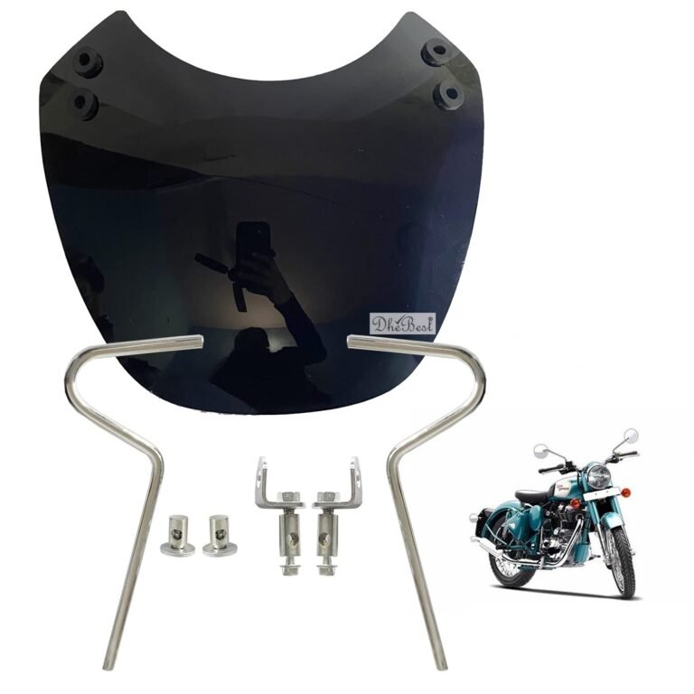 Dhe Best Bike Plastic Windscreen Visor Front Windshield Wind Deflectors (New Version) Small Visor Black Compatible with RE Classic 500