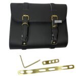Dhe Best Bike Saddle Bag Waterproof Rectangle Side SaddleBag with Golden Buckle Fitting Black Compatible with Royal Enfeild 350 Twin Sparks
