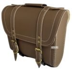 Dhe Best Bike Saddle Bag Waterproof Rectangle Side SaddleBag with Golden Buckle with Fitting Brown Compatible with RE Classic 350