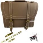 Dhe Best Bike Saddle Bag Waterproof Rectangle Side SaddleBag with Golden Buckle with Fitting Brown Compatible with RE Classic 350