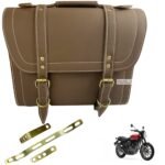 Dhe Best Bike Saddle Bag Waterproof Rectangle Side SaddleBag with Golden Buckle with Fitting Brown Compatible with RE Hunter 350
