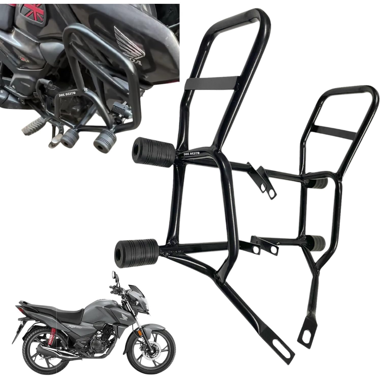 Dhe Best Bike Safety Leg Guard Crash Guard Engine Frame Black Heavy Duty 4 Slider Suitable for Honda Shine SP BS6 Dhe Best Bike Safety Leg Guard Crash Guard Engine Frame Black Heavy Duty 4 Slider Suitable for Honda Shine SP BS6