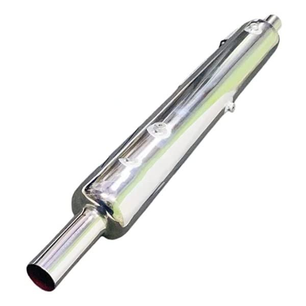 Dhe Best Bike Silencer Exhaust Customized Long Bottle Punjab Dholki Thin Pipe Chrome 3Filter Indori Type Only for bs4 Model Compatible with RE Standard Bullet 350 Twin Spark