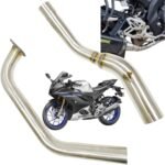 Dhe Best Bike Stainless Steel Exhaust Middle Muffler Bend Pipe Silencer Pipe Suitable for Yamaha R15M