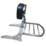 Dhe Best DBA-02 Bike Bullet Harley Style Backrest Support Pillion Black Cushion with Carrier Backrest Chrome for RE Models