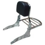 Dhe Best DBA-02 Bike Bullet Harley Style Backrest Support Pillion Black Cushion with Carrier Backrest Chrome for RE Models