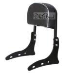 Dhe Best P4N Bike Bullet Backrest Support Pillion Black Cushion Harley Style Back Rest Black Bar Compatible for RE Classic 350