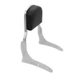 Dhe Best RBP24 Bike Harley Style Backrest Support Pillion Black Cushion Back Rest Black&Chrome Bar for RE Bullet Electra 350