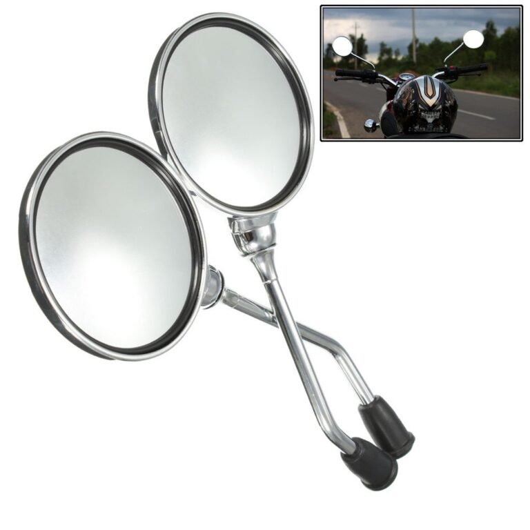 Dhe Best RM-03 Bike Handle Bar Rear View Side Round Fancy Mirror Set of 2PCs Chrome for Universal All Bikes