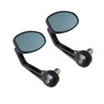 Dhe Best RM-16 Scooty Handle Bar Rear View Mirror Side Oval Shape Fancy Mirror Set of 2 Black for Suzuki Access SE