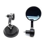 Dhe Best RM-17 Scooty Rear View Mirror Handle Bar Side Round Shape Fancy Mirror Black Set of 2 for Suzuki Access SE