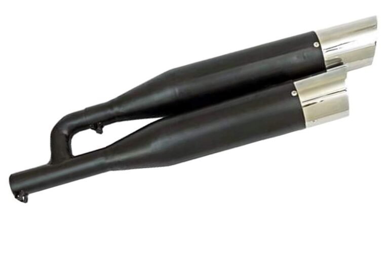 Dhe Best SIL109 Bike Double Barrel Silencer Exhaust DualPipe Glasswool Filter Black Front Chrome Silencer for RE Thunderbird 350 Model 2