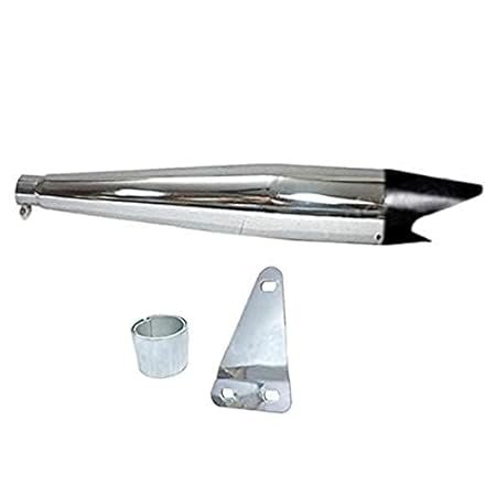 Dhe Best SIL114 Bike Shark Silencer Exhaust Glasswool Filter Chrome Body Black Tail Silencer for RE Classic 500