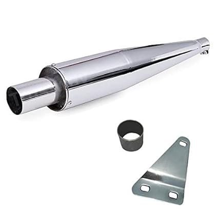 Dhe Best SIL80 Bike Silencer Wild Boar Exhaust Glasswool/Filter Chrome Wildboar Glass Wool for RE Bullet Electra Twin Spark