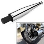 Dhe Best SR-05 Bike Bullet Wild Boar Silencer Exhaust Wildboar Silencer Glasswool Chrome Front Black with Zed Clamp Bush for RE Classic 350