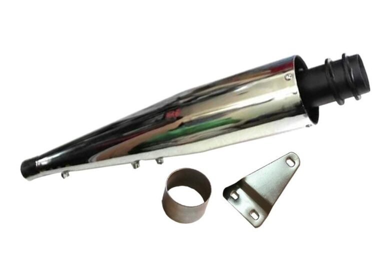 Dhe Best SR-06 Bike Bullet Wild Boar Silencer Exhaust Wildboar Silencer Glasswool Chrome Front Black Ring with Zed Clamp Bush for RE Models