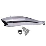 Dhe Best SR-11 Bike Bullet Shark Silencer Glasswool Exhaust Silencer Chrome with Zed Clamp Bush for RE All Models